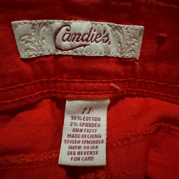Candie's Vintage Scarlet Red Double Buttoned Jeans Bow Knot on Pockets - Picture 5 of 6
